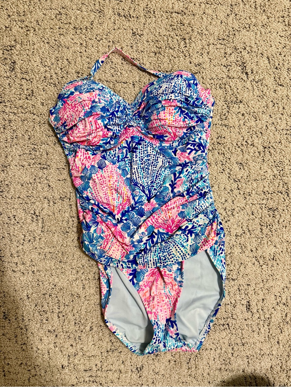 Lilly Pulitzer Pink & Blue Floral One-Piece Swimsuit